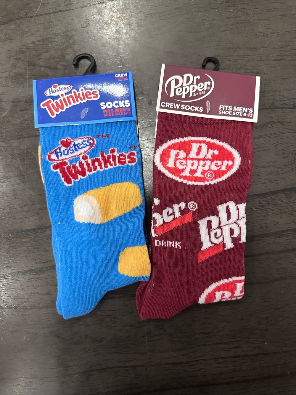 Hostess Twinkies & Dr Pepper Novelty Logo Crew Socks 2 Pair Shoe Size 6-12